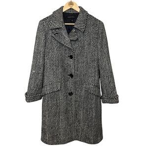 Lafayette 148 New York Wool Coat Herringbone Long Lined Winter Women’s Size 12